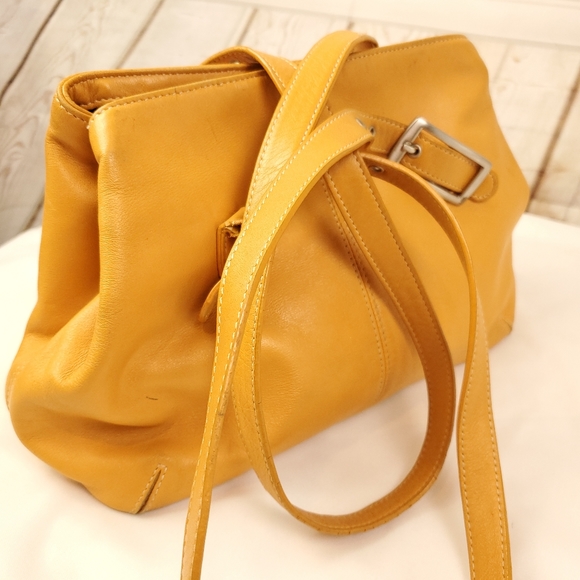 Tignanello Handbags - Tignanello Goldenrod Leather Double Strap Handbag